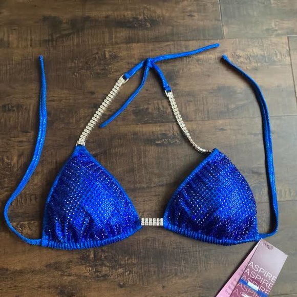 Blue rhinestone NPC bikini - Picture 5 of 8